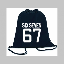 Six Seven 67 - ľahk&eacute; sťahovacie vrecko ( bat&ocirc;žtek / vak ) s čiernou &scaron;n&uacute;rkou, 100% bavlna 100 g/m2, rozmery cca. 37 x 41 cm